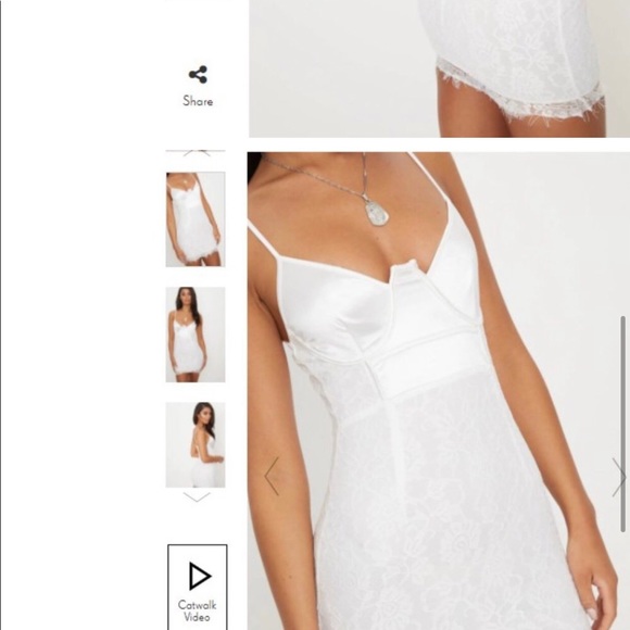 Pretty Little Thing PLT white satin lace body in dress - Picture 11 of 11